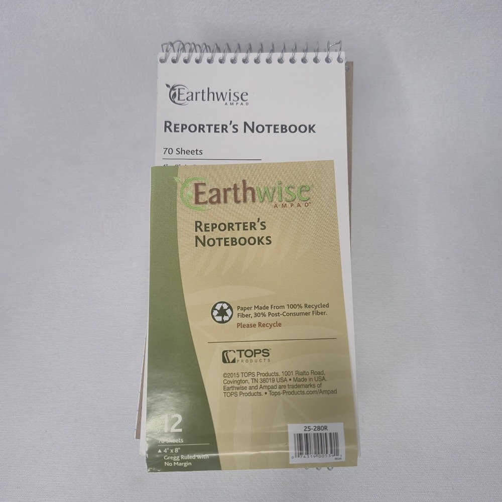 Ampad Earthwise Reporters Notebook 12 Pack 4x8 Gregg Ruled 70 Sheets 25-280R NEW - Picture 4 of 4
